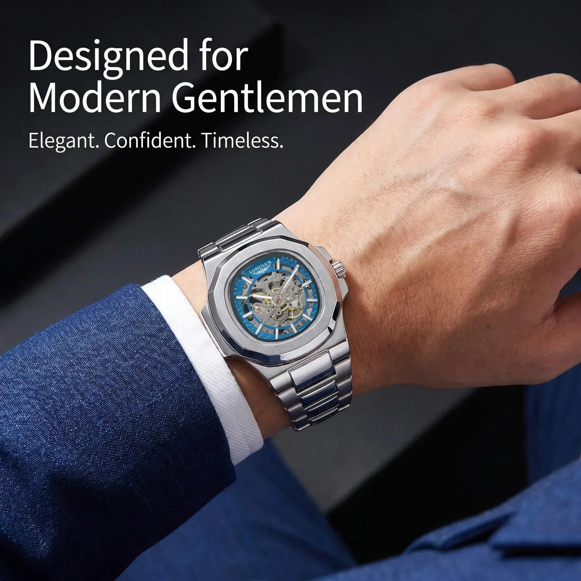 LONGLUX Skeleton Auto Watch